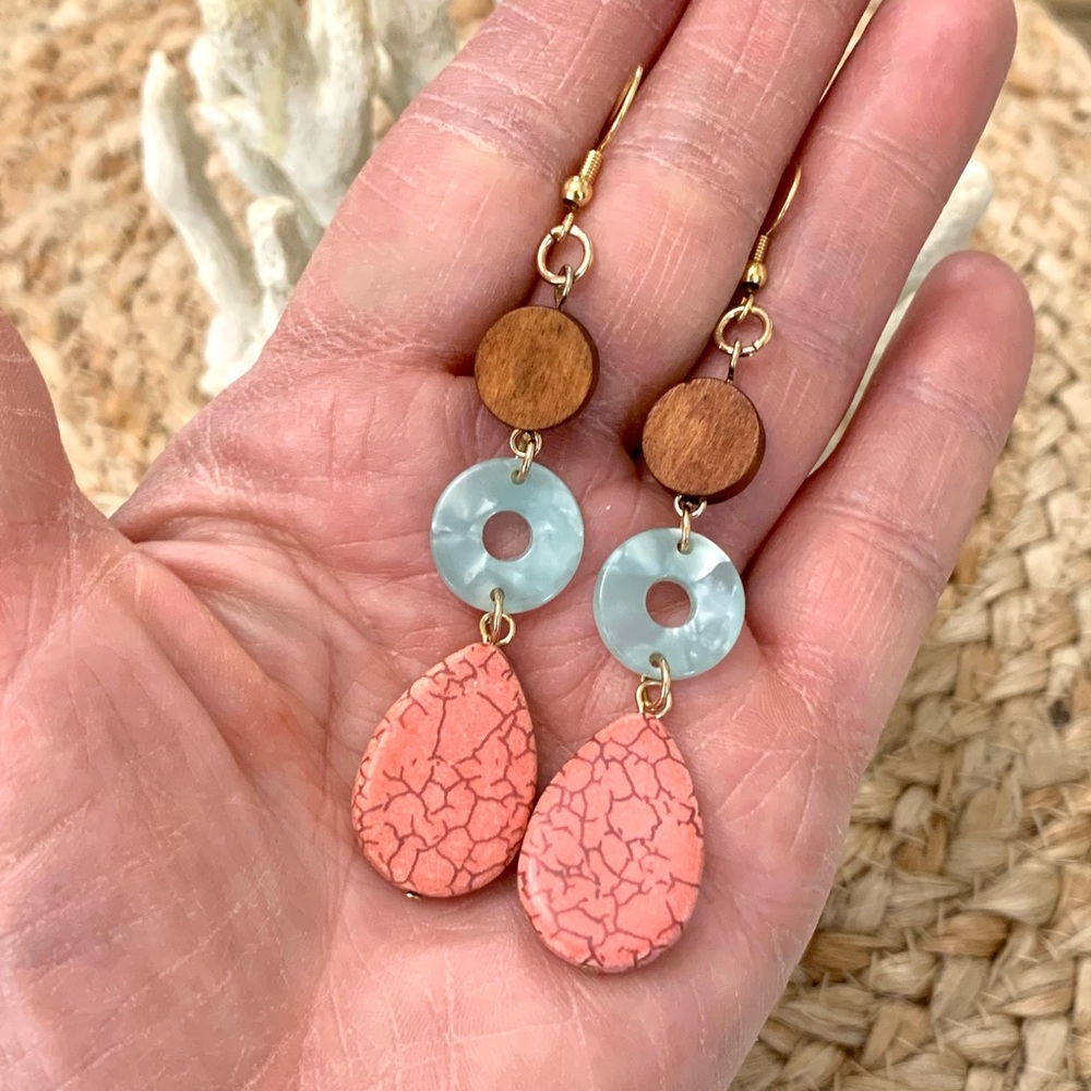 Colorful Wood & Bead Earrings - Picture 6 of 6